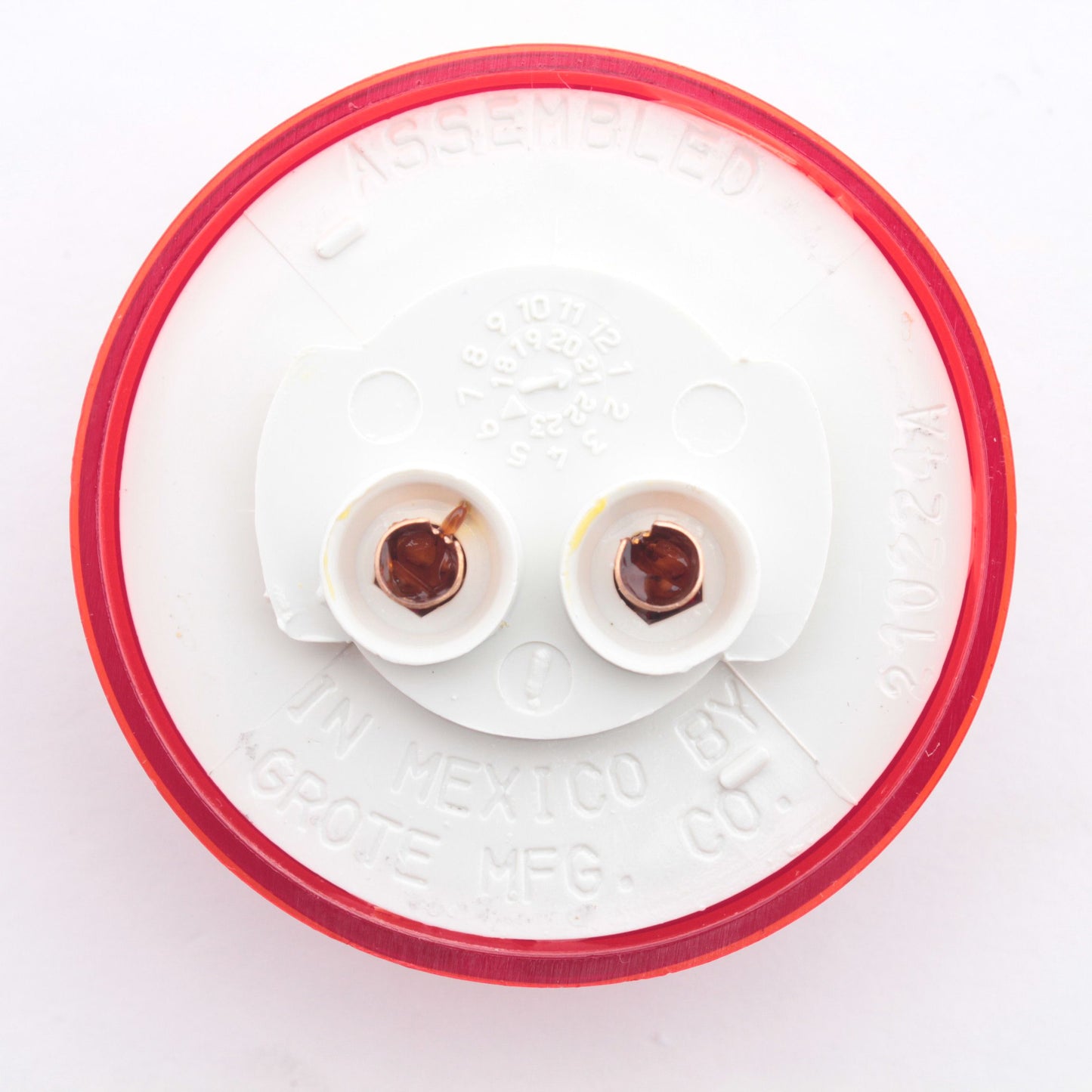Grote 45822 Red 2" x 0.75" Round Clearance Marker Lamp PC P2 PL-10 Connection