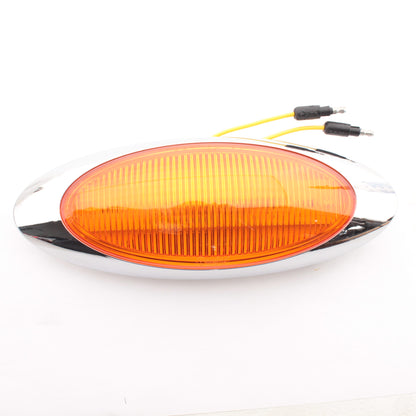 Grote 45853 Amber Oval LED M4 Series Side Marker Lamp w/ Chrome Bezel 9" x 3.25"