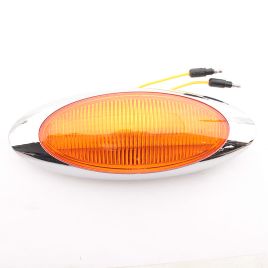 Grote 45853 Amber Oval LED M4 Series Side Marker Lamp w/ Chrome Bezel 9" x 3.25"