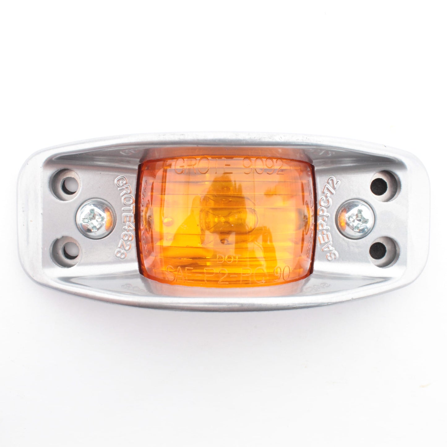 Grote 46283 Amber 5-7/34" Die-Cast Aluminum Clearance Marker Lamp Flat Back