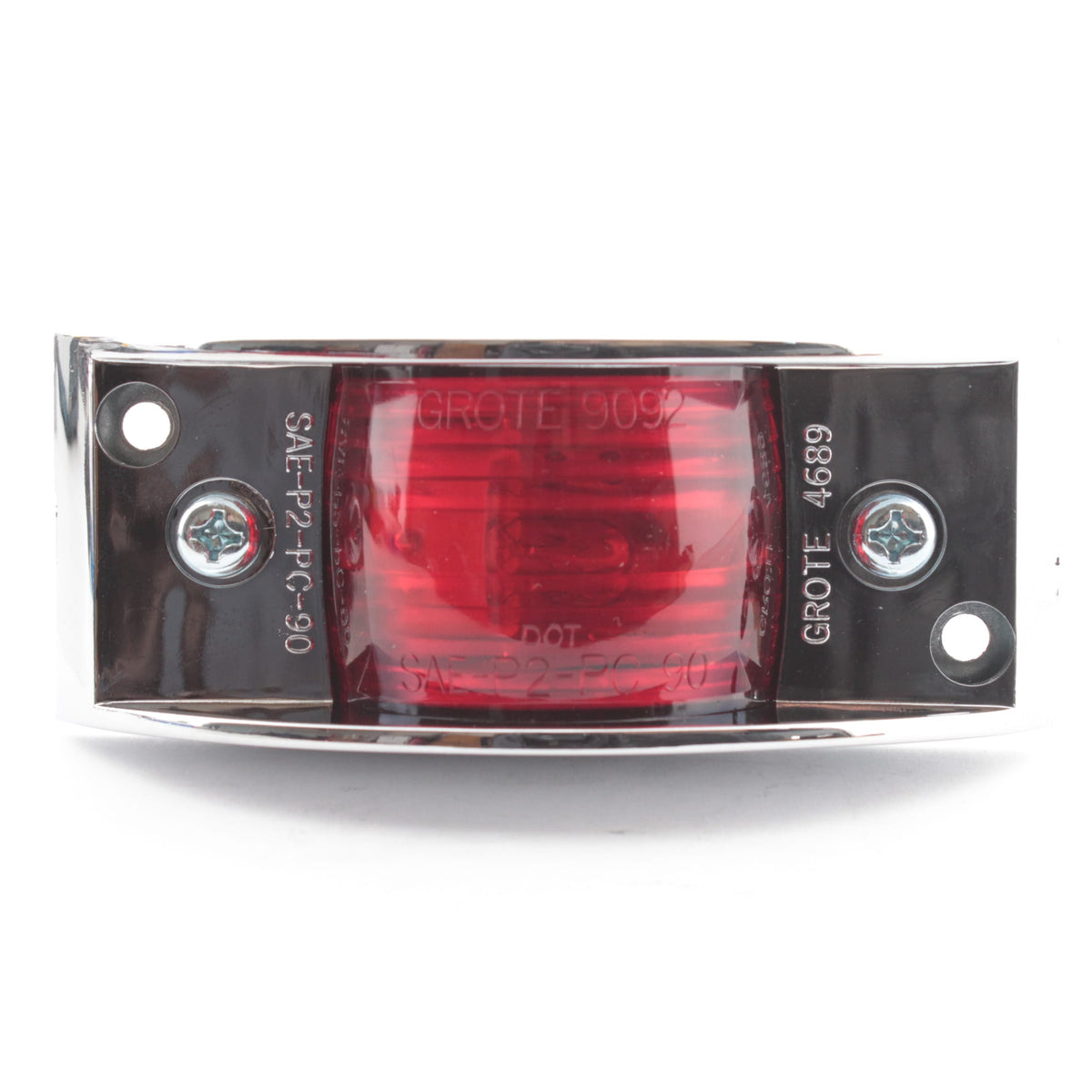 Grote 46892 Red Chrome-Armored Clearance Marker Lamp Light PC P2 4-3/4" x 2"