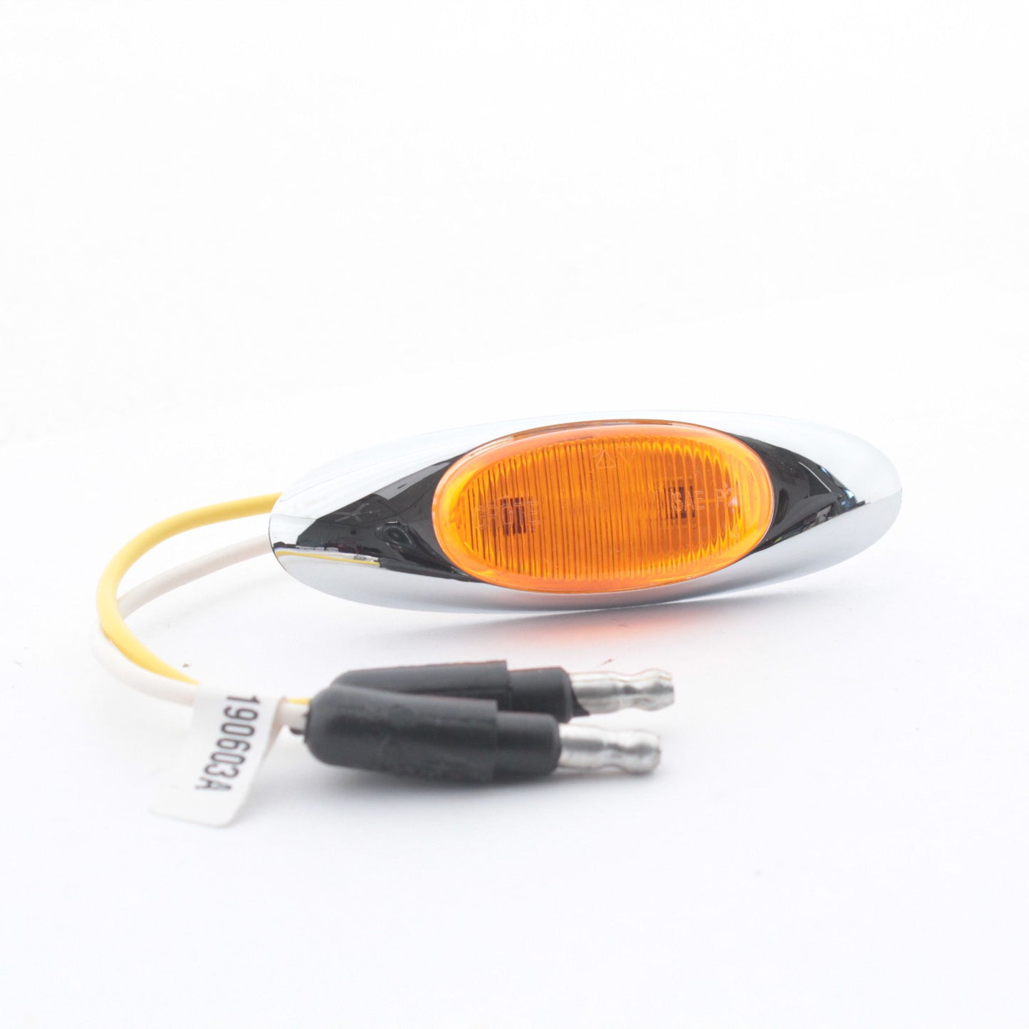 Grote 47953 Yellow Oval 3" x 29/32" Side Marker Clearance Lamp w/ Chrome Bezel