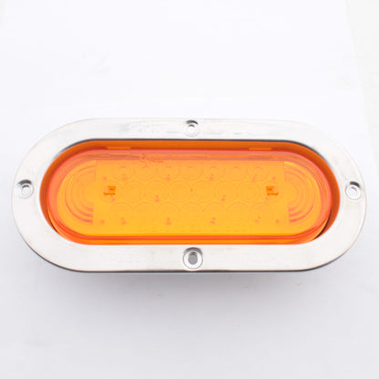 Grote 53973 Amber 6" Turn Lamp LED Oval Light w/ Stainless Steel Flange Male Pin