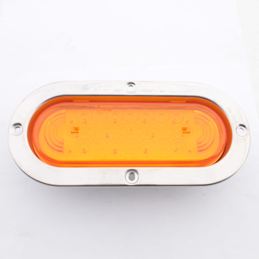 Grote 53973 Amber 6" Turn Lamp LED Oval Light w/ Stainless Steel Flange Male Pin