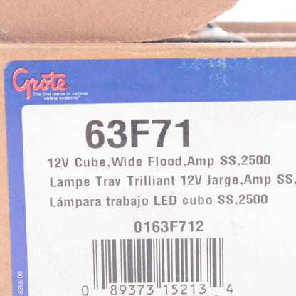 Grote 63F71 White Work Lamp Cube LED Wide Flood Light 3000 Lumen Vehicle Mount