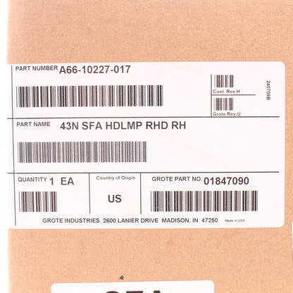 Grote A66-10227-017 Right Hand LED Headlamp for SetForward Axle Western Star 47x