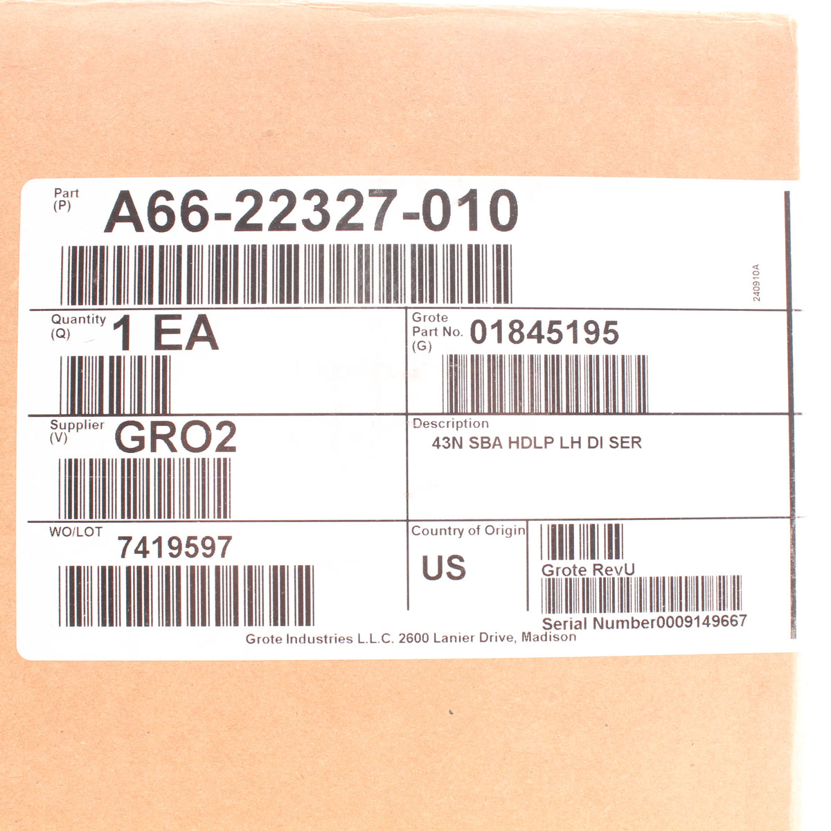 Grote A66-22327-010 LH Heated LED Headlamp for SetBack Axle Western Star 47x 49x