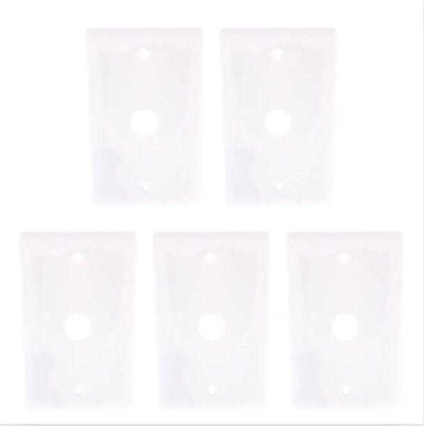 5 Hubbell White Phone Cable Wallplates Cover .625" Hole Box Mount NP737