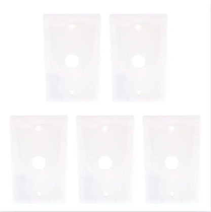 5 Hubbell White Phone Cable Wallplates Cover .625" Hole Box Mount NP737