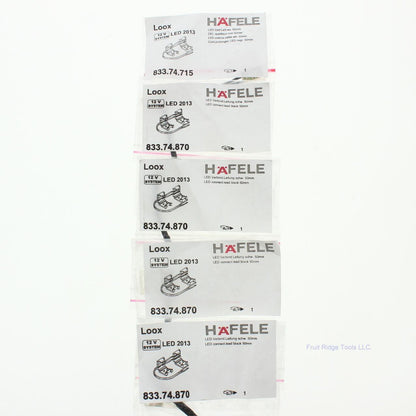 5 Hafele LED 50MM Interconnect Lead Clip For 8MM 12V 833.73.743 833.74.870
