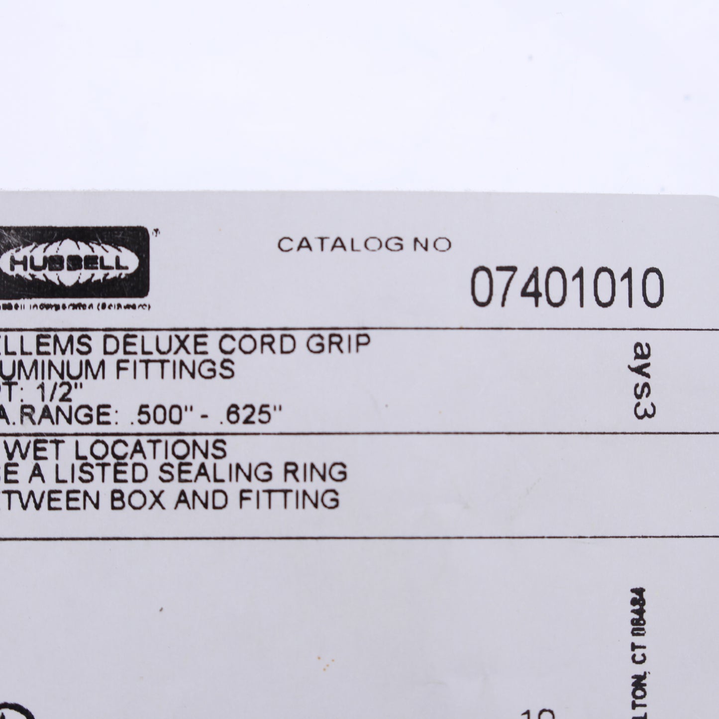 Hubbell Liquidtight Deluxe Cable Grip .50-.625" Cord 1/2" NPT Stainless 07401010