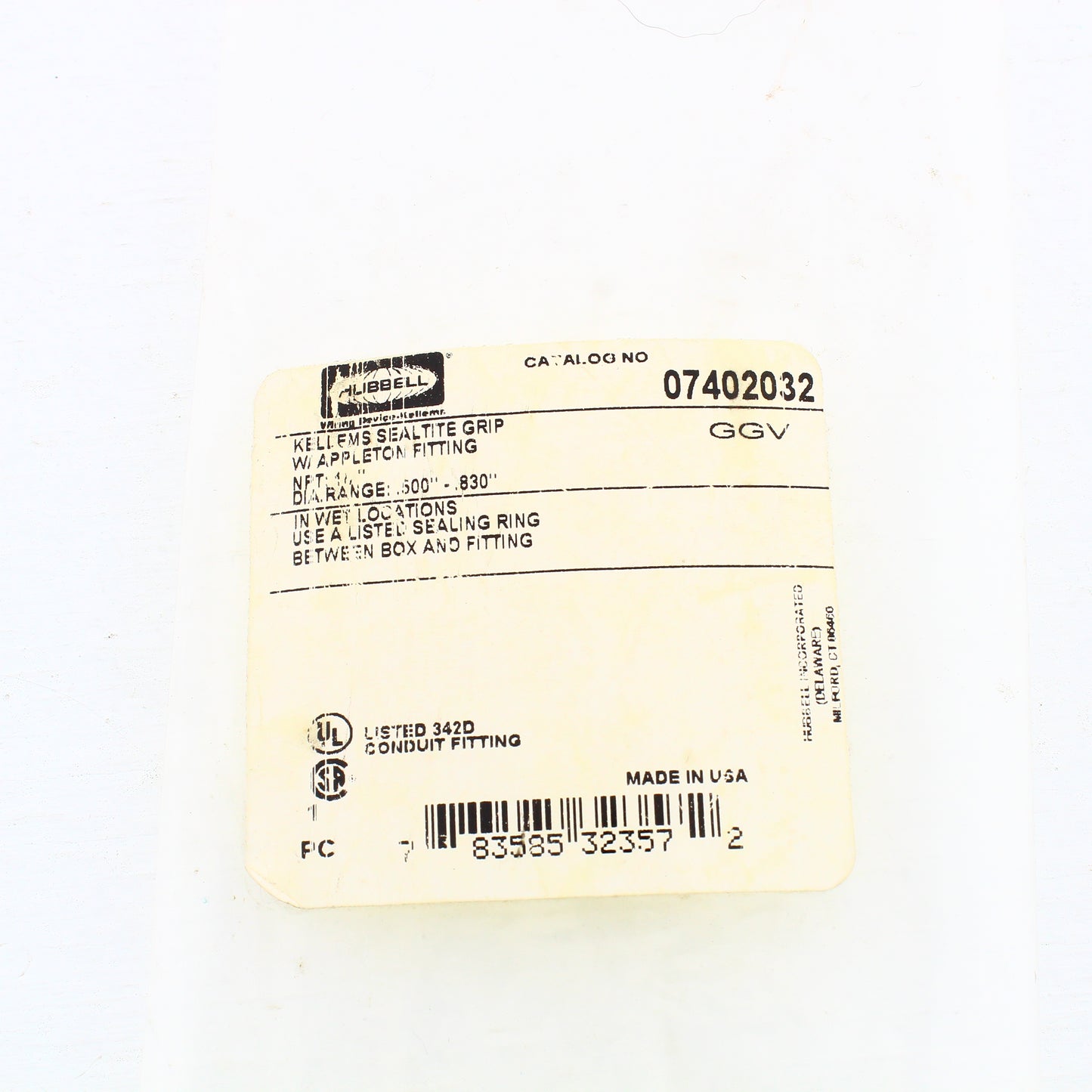 Hubbell 7402032 1/2" Liquidtight Conduit Connector Fitting w/Mesh 45? Elbow