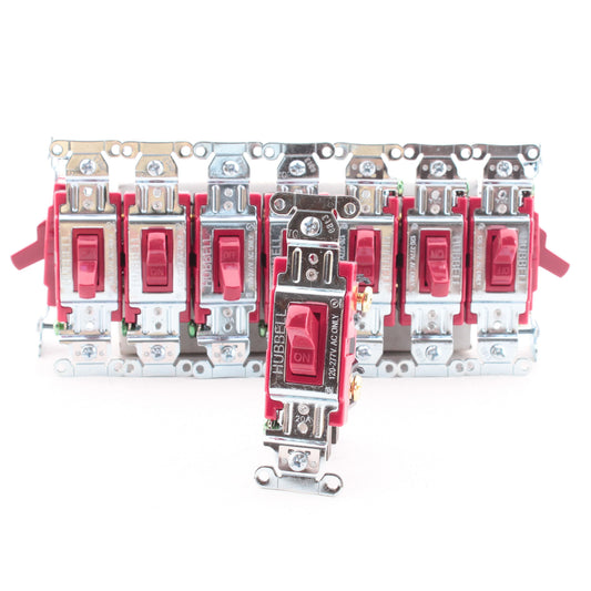Hubbell 10pcs Red 1221R 20A Single Pole Toggle Wall Light Switches Industrial