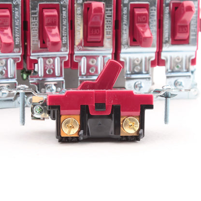 Hubbell 10pcs Red 1221R 20A Single Pole Toggle Wall Light Switches Industrial