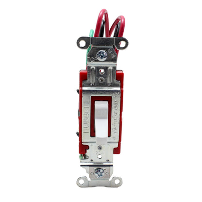 Hubbell 1222PWW White Industrial Double Pole Toggle Light Switch 20A 8" Leads