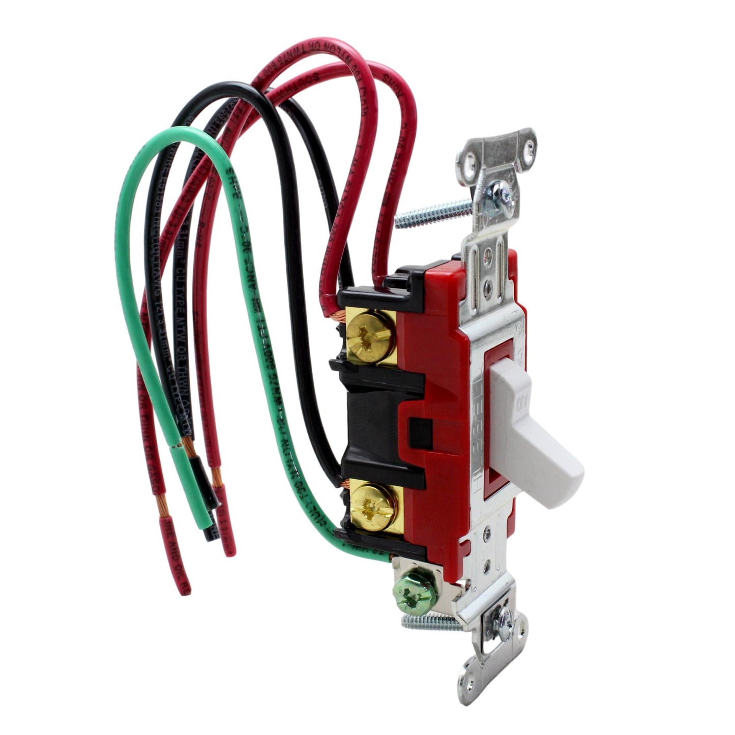 Hubbell 1222PWW White Industrial Double Pole Toggle Light Switch 20A 8" Leads
