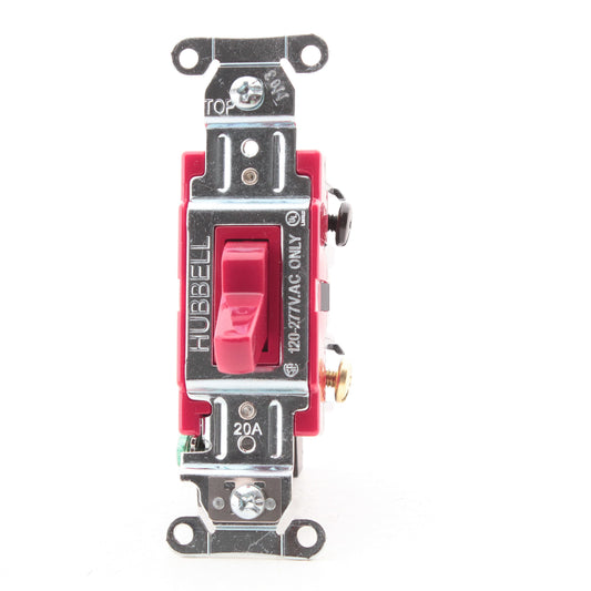 Hubbell Bryant 1223R Red 20A 3-Way Toggle Wall Light Switch Industrial