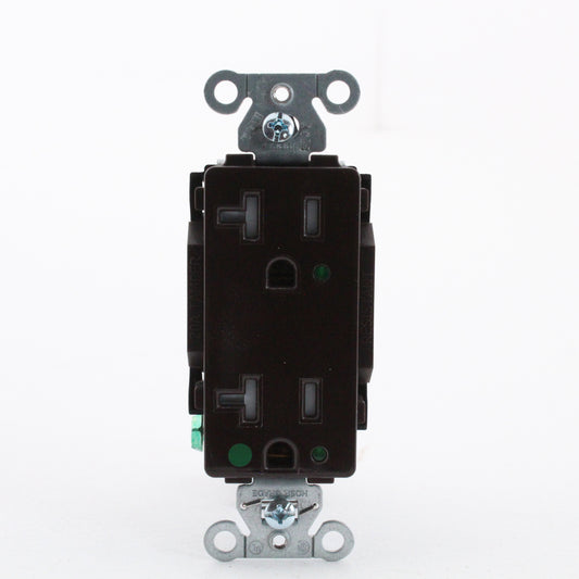 Hubbell Brown Decorator Receptacle Hospital Grade Outlet LED Ind. 20A 2182LTRA