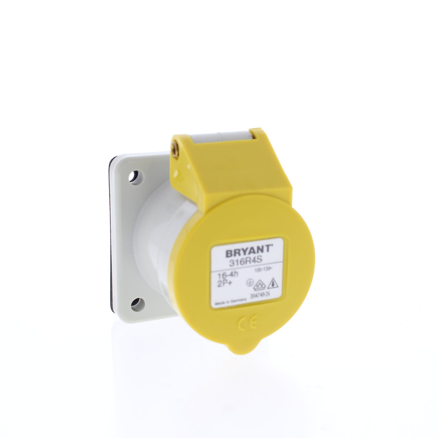 Hubbell 316R4S Yellow Pin & Sleeve IEC 309 Receptacle Splashproof 16A 100/130V