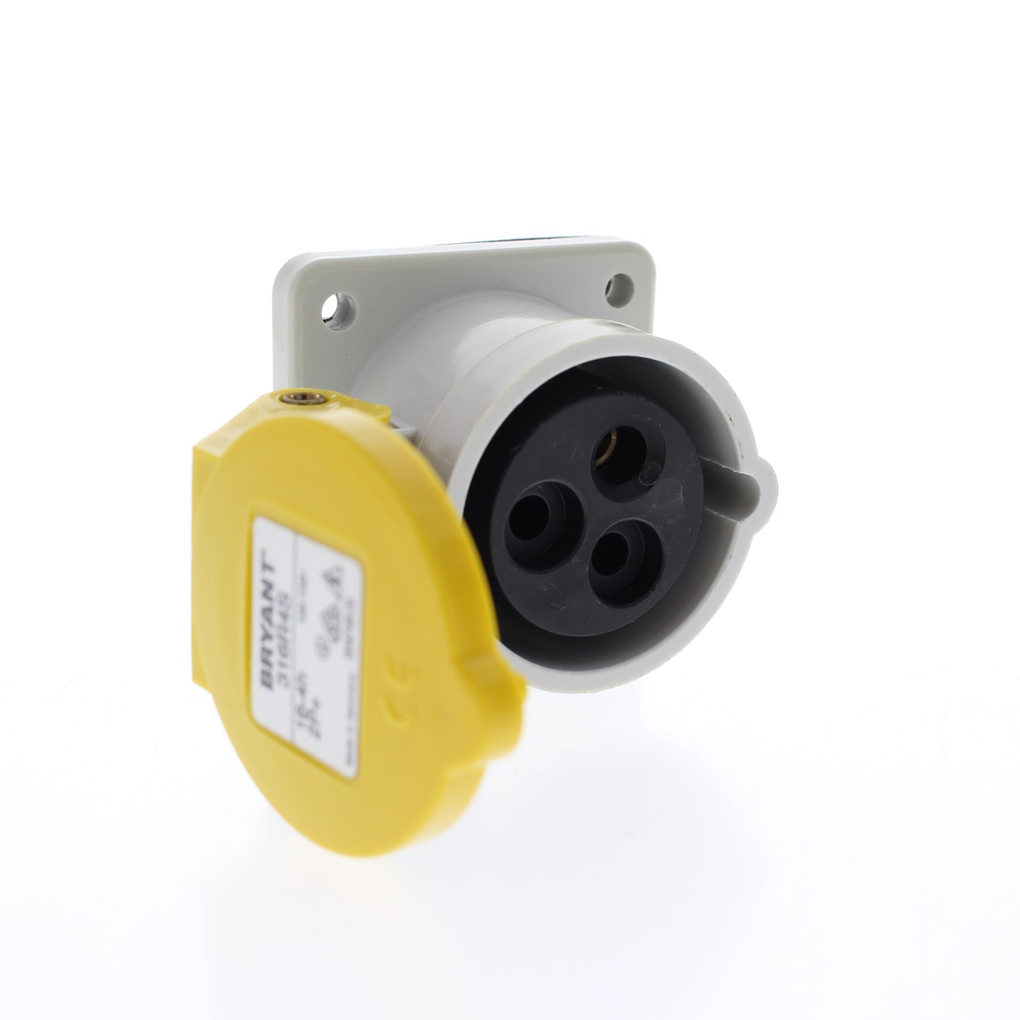 Hubbell 316R4S Yellow Pin & Sleeve IEC 309 Receptacle Splashproof 16A 100/130V