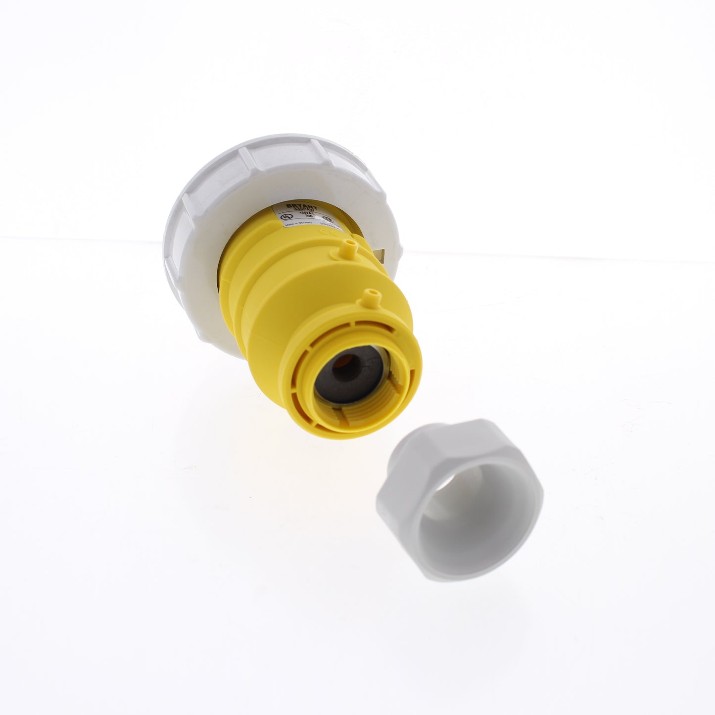 Hubbell 330P4W Yellow Watertight IEC 309 Pin & Sleeve Male Plug 30A 125VAC 2P3W