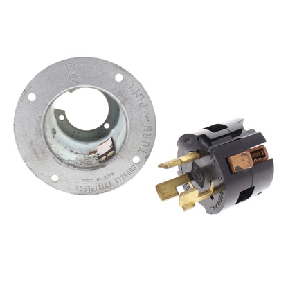 Hubbell Armored Turn Locking Flanged Inlet Non-Nema 50A 250VDC/600VAC 3P4W