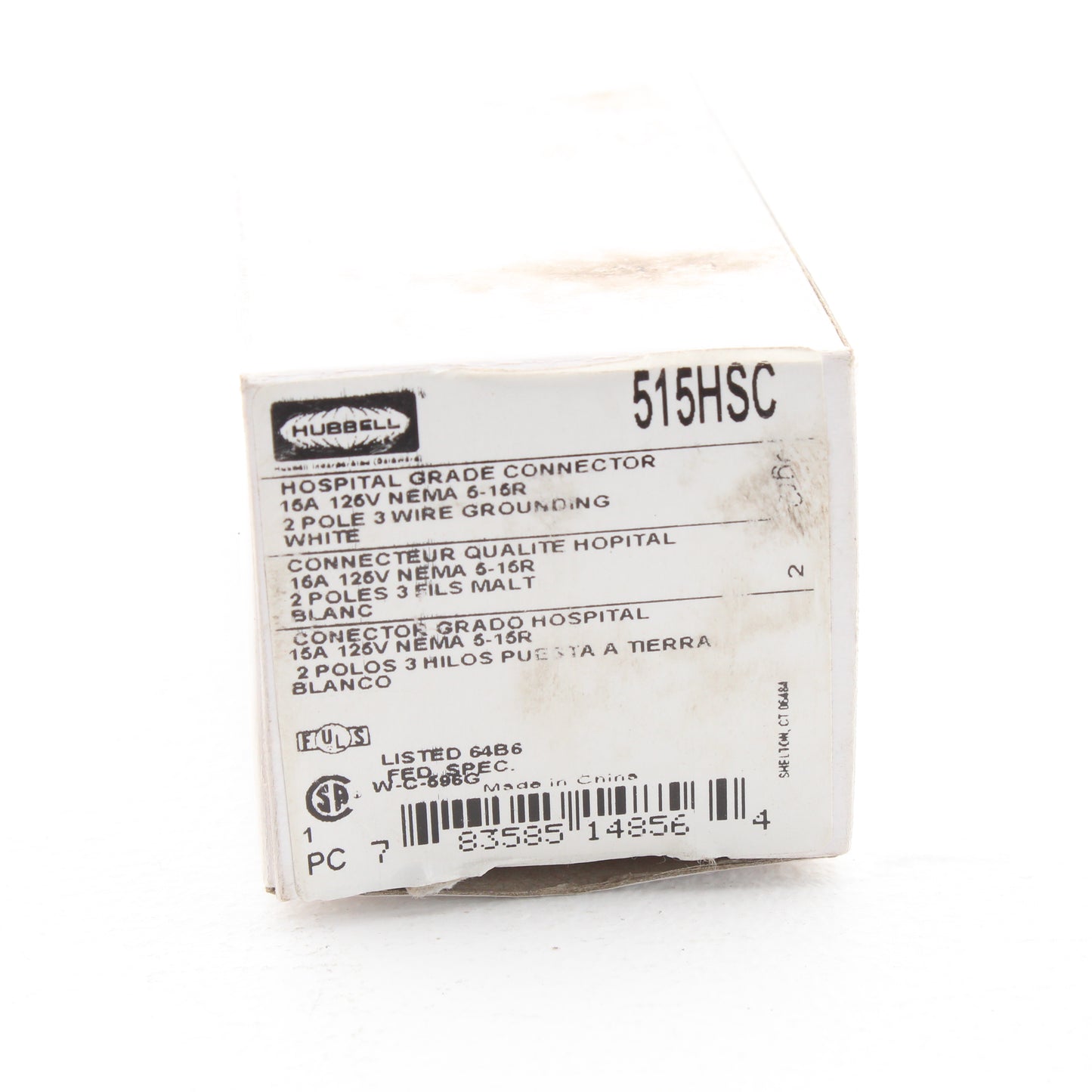 Hubbell Hospital Grade Straight Blade Connector 2P3W Nema 5-15R 15A 125V 515HSC