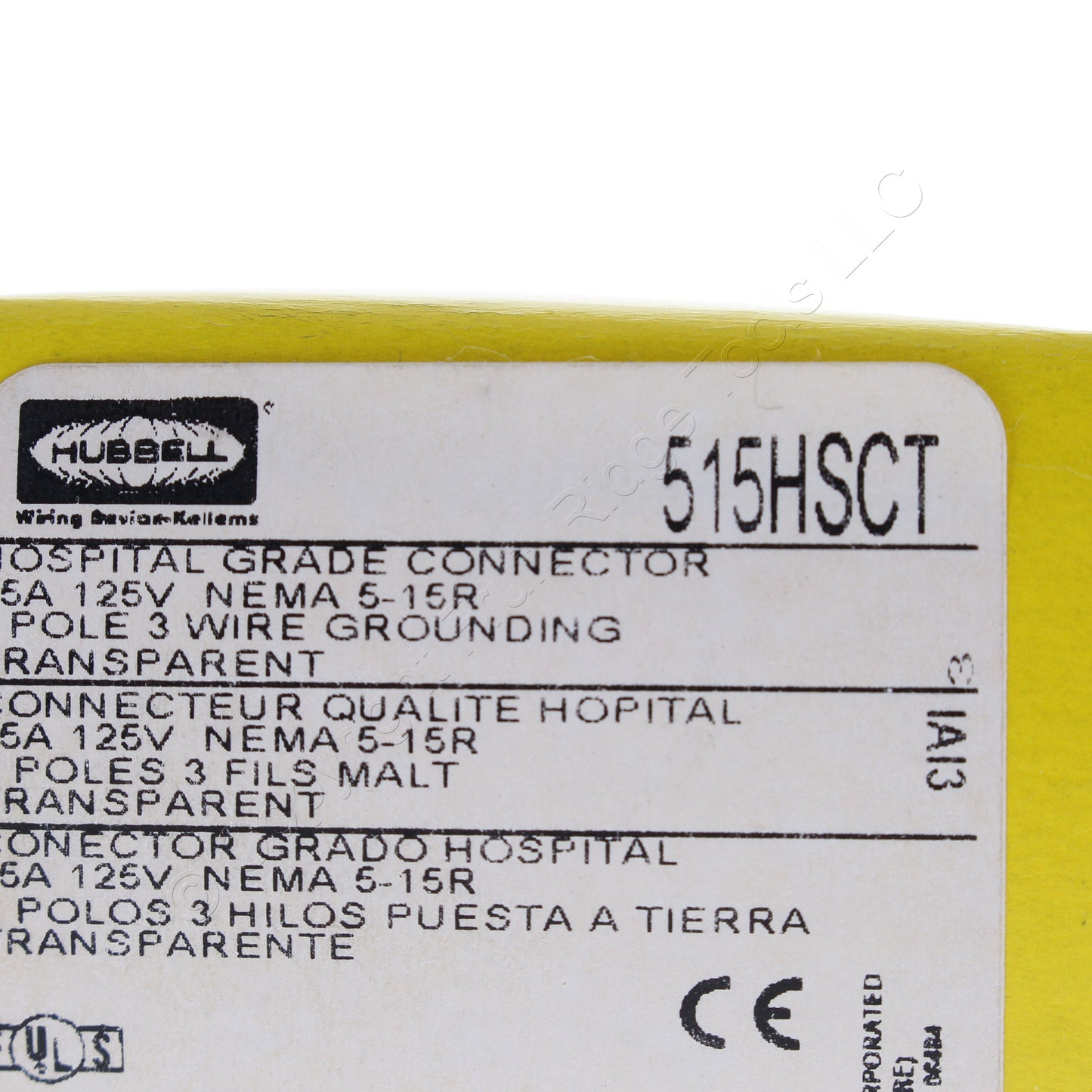 Hubbell Hospital Grade Straight Blade Connector CLEAR! 5-15R 15A 125V 515HSC