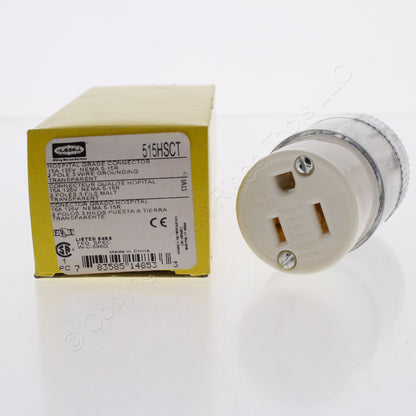 Hubbell Hospital Grade Straight Blade Connector CLEAR! 5-15R 15A 125V 515HSC