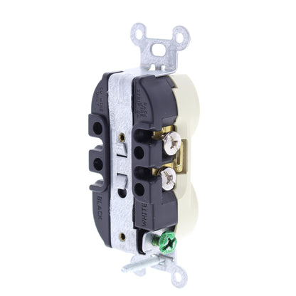 Hubbell Ivory Smooth Face Compact Duplex Receptacle Outlet 5-20R 20A Bulk 5352AI
