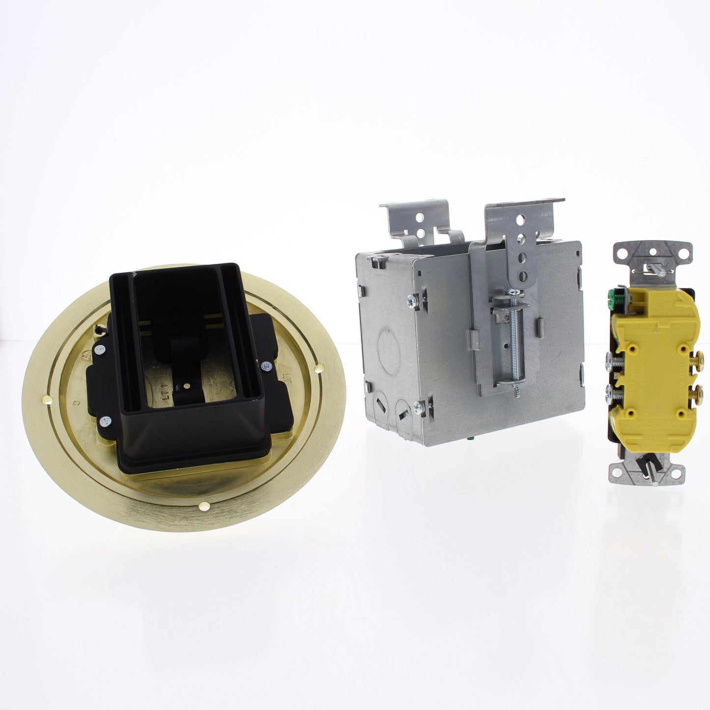 Hubbell Recessed Floor Receptacle Kit 15A Tamper Resistant Outlet Brass 6239BPC