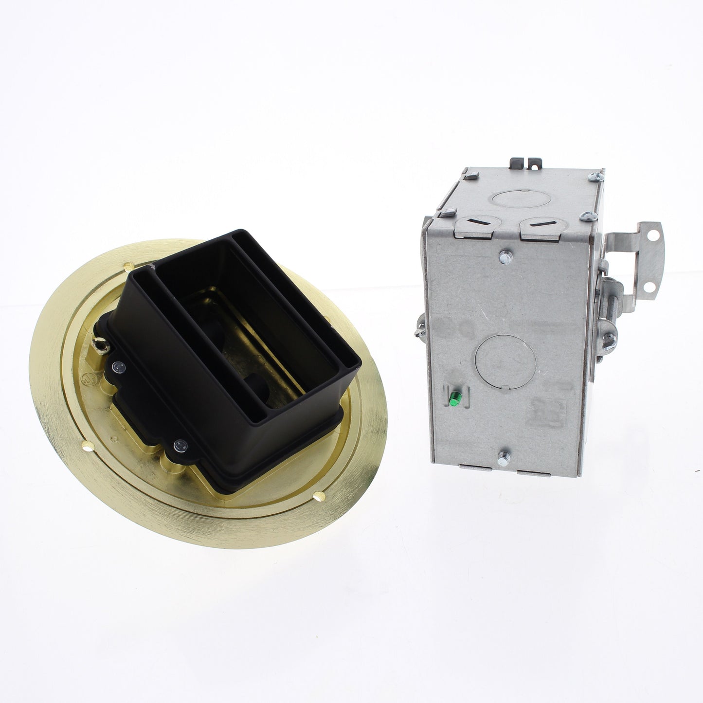 Hubbell Recessed Floor Receptacle Kit 15A Tamper Resistant Outlet Brass 6239BPC