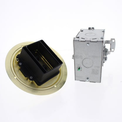 Hubbell Recessed Floor Receptacle Kit 15A Tamper Resistant Outlet Brass 6239BPC