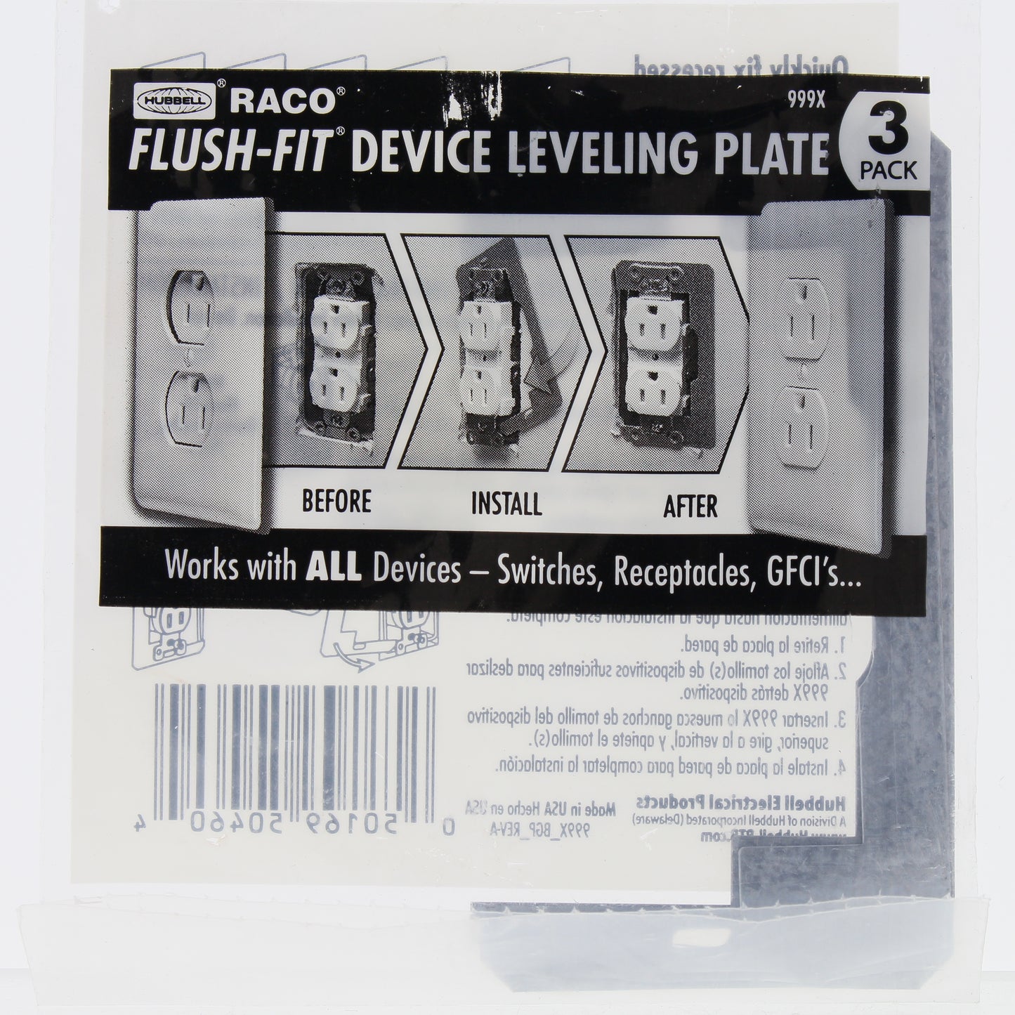 Hubbell #999X 2.25-in W x 4.25-in L Silver Steel Wall Plate Spacers 3-Pack