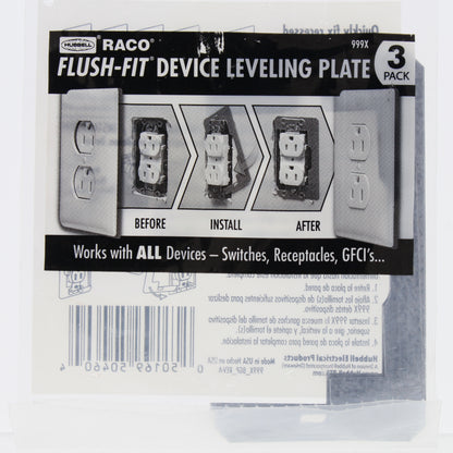 Hubbell #999X 2.25-in W x 4.25-in L Silver Steel Wall Plate Spacers 3-Pack
