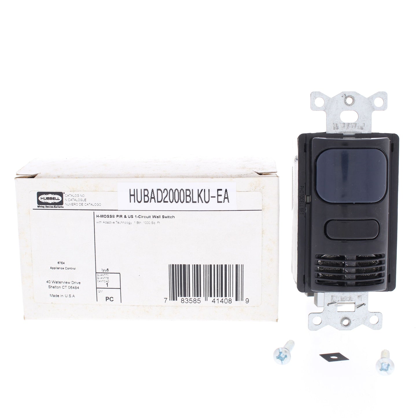 Hubbell AD2000BK1U Black Occupancy Sensor Switch Adaptive PIR/US 120/277V 1000ft