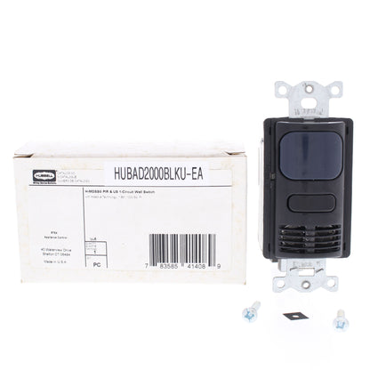 Hubbell AD2000BK1U Black Occupancy Sensor Switch Adaptive PIR/US 120/277V 1000ft