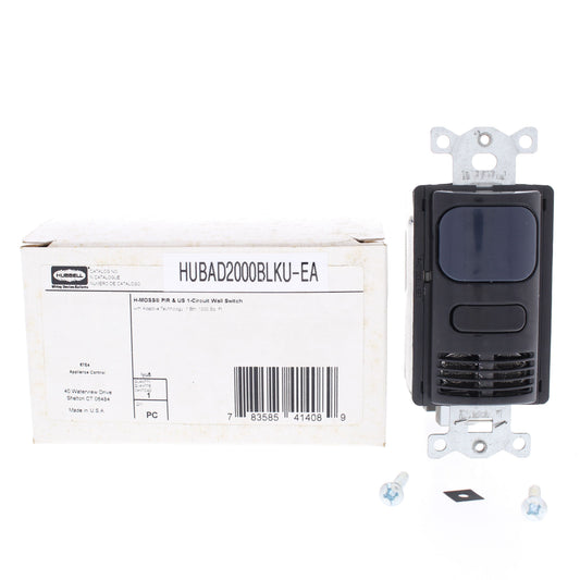 Hubbell AD2000BK1U Black Occupancy Sensor Switch Adaptive PIR/US 120/277V 1000ft