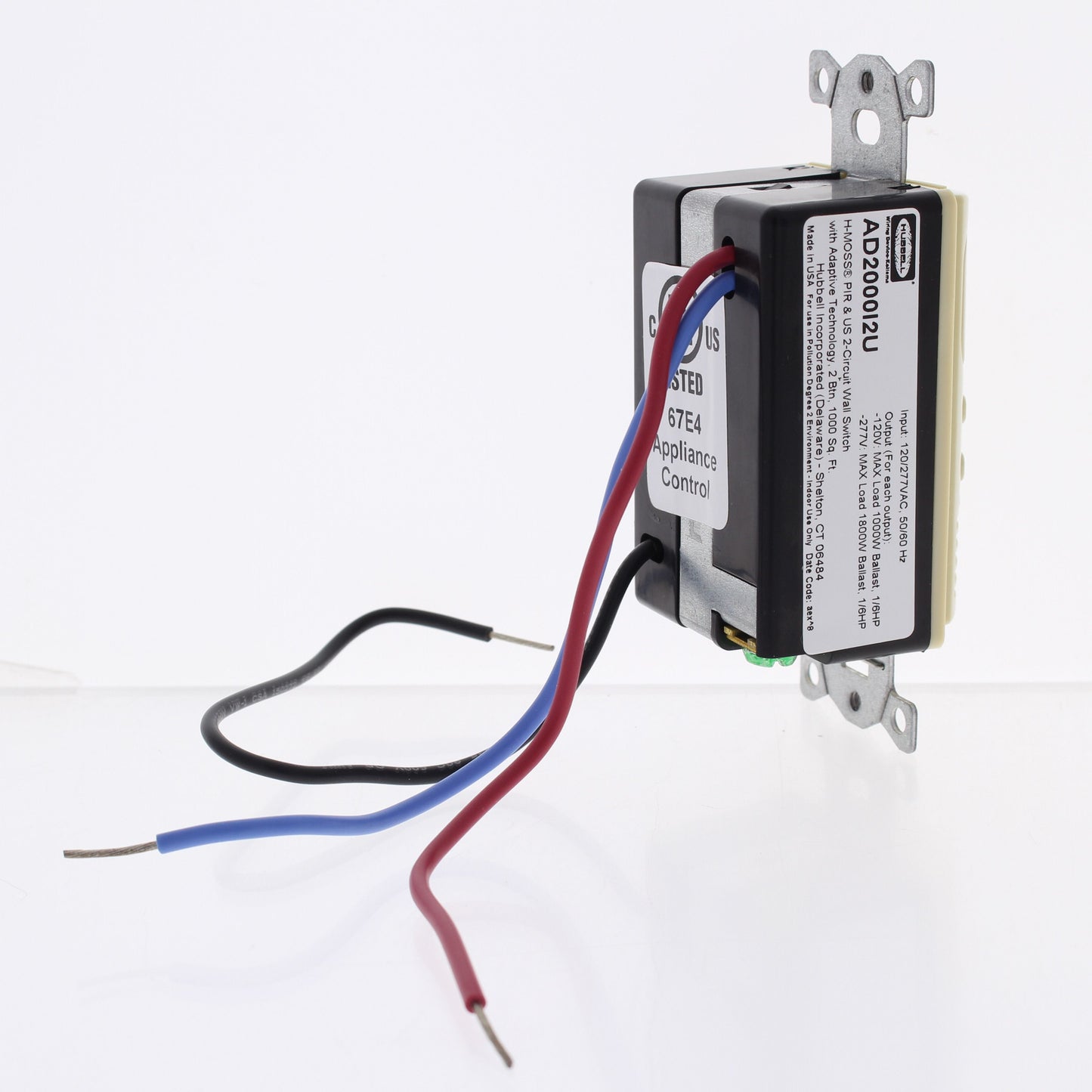Hubbell AD2000I2U Ivory Occupancy Sensor Switch Adaptive PIR/US 2 Circuit