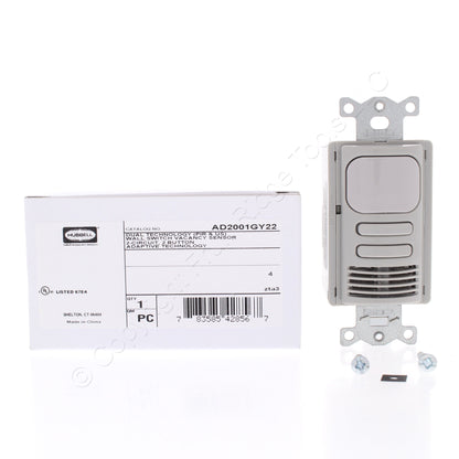 Hubbell AD2001GY22 Gray Vacancy Sensor Switch Adaptive PIR/US 2 Circuit