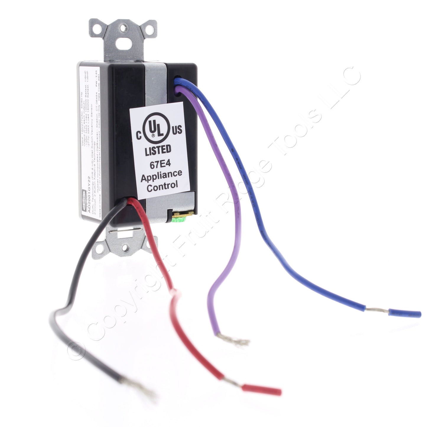 Hubbell AD2001GY22 Gray Vacancy Sensor Switch Adaptive PIR/US 2 Circuit