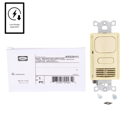 Hubbell AD2241I1 Ivory Vacancy Sensor Switch Low Voltage Adaptive PIR/US 24VDC