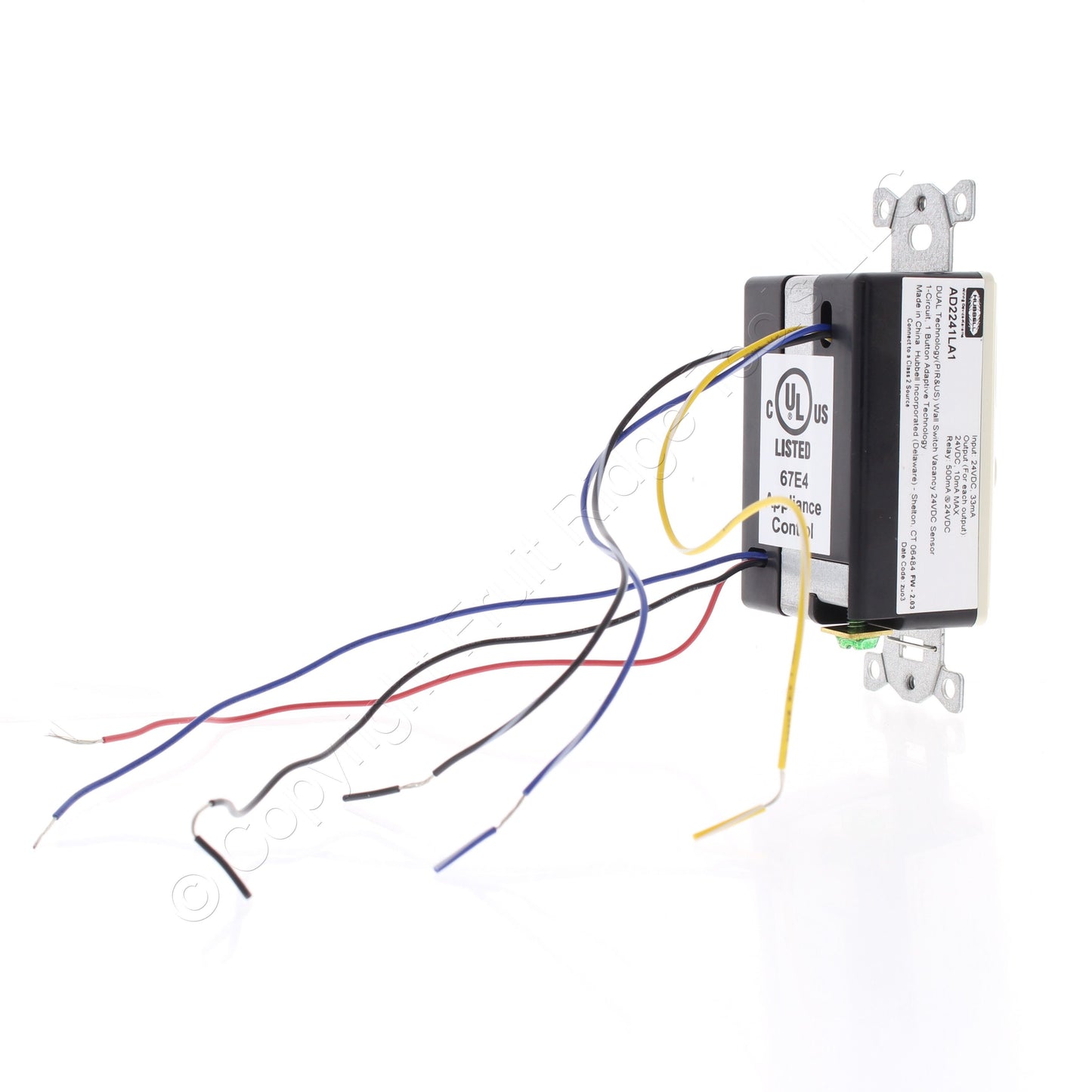 Hubbell AD2241LA1 Lt Almond Vacancy Sensor Low Voltage Adaptive PIR/US 24VDC