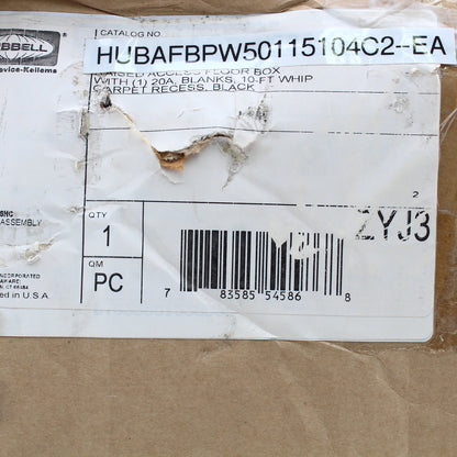 Hubbell Floor Box PreWired 1-20A Receptacle 7 Empty Black Lid AFBPW50115104C2