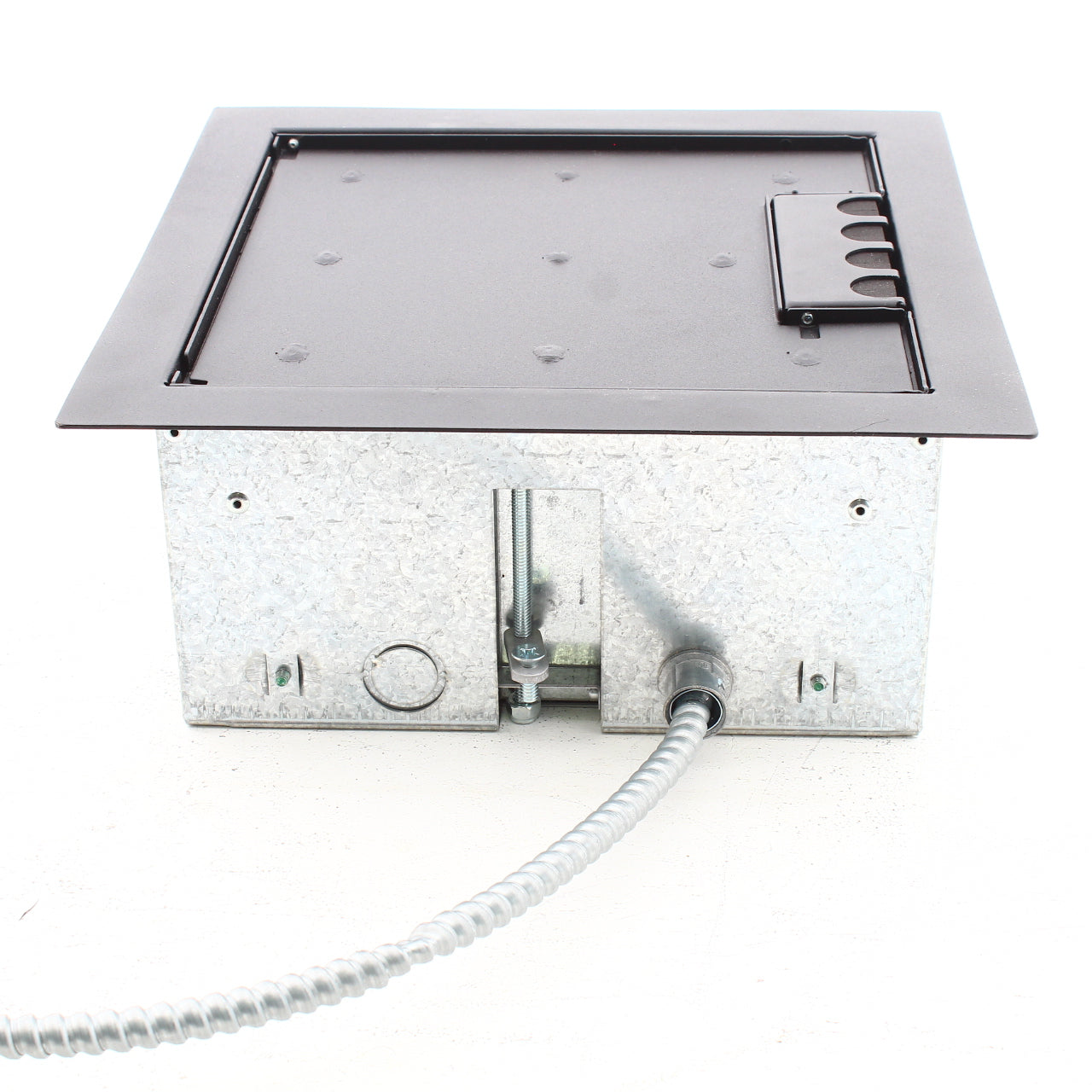 Hubbell Floor Box PreWired 1-20A Receptacle 7 Empty Black Lid AFBPW50115104C2
