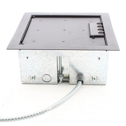 Hubbell Floor Box PreWired 1-20A Receptacle 7 Empty Black Lid AFBPW50115104C2