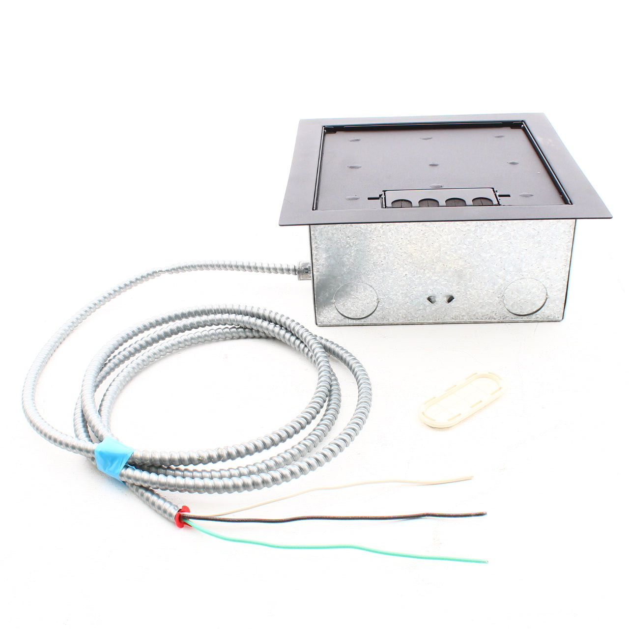 Hubbell Floor Box PreWired 1-20A Receptacle 7 Empty Black Lid AFBPW50115104C2