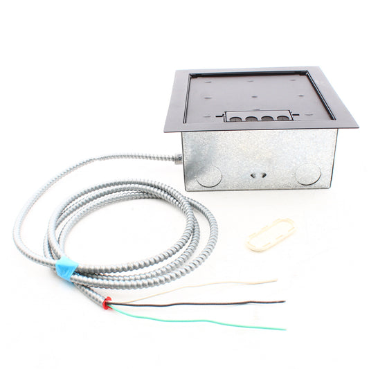 Hubbell Floor Box PreWired 1-20A Receptacle 7 Empty Black Lid AFBPW50115104C2