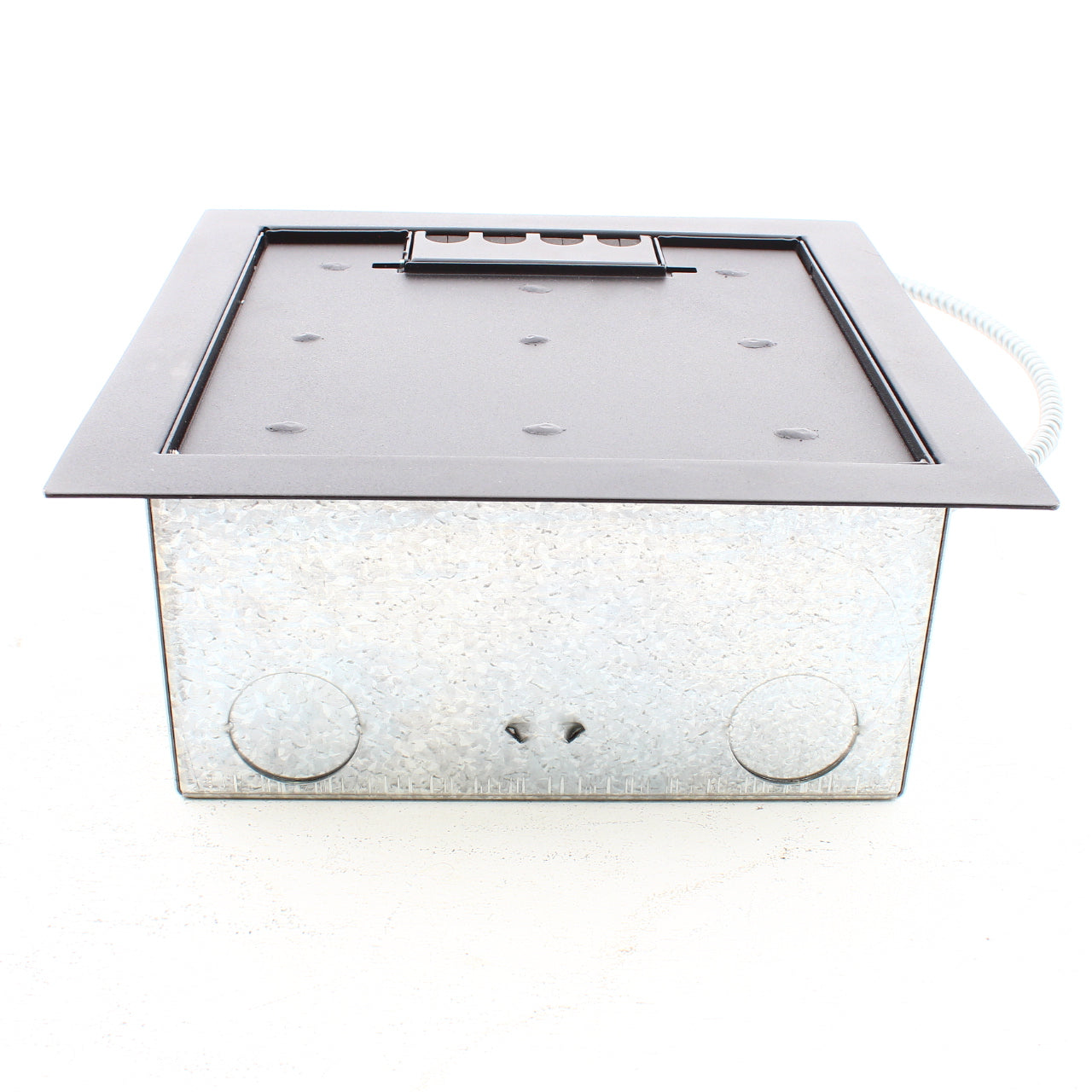 Hubbell Floor Box PreWired 1-20A Receptacle 7 Empty Black Lid AFBPW50115104C2