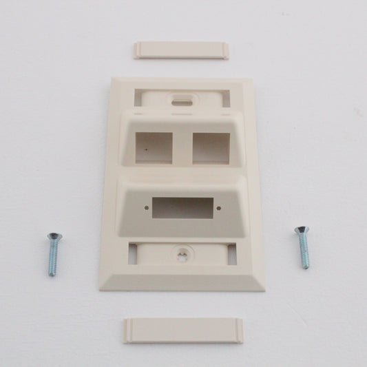 Hubbell AFP12SCDW White 1-Gang 2-Port Angled Data Network Wallplate Faceplate
